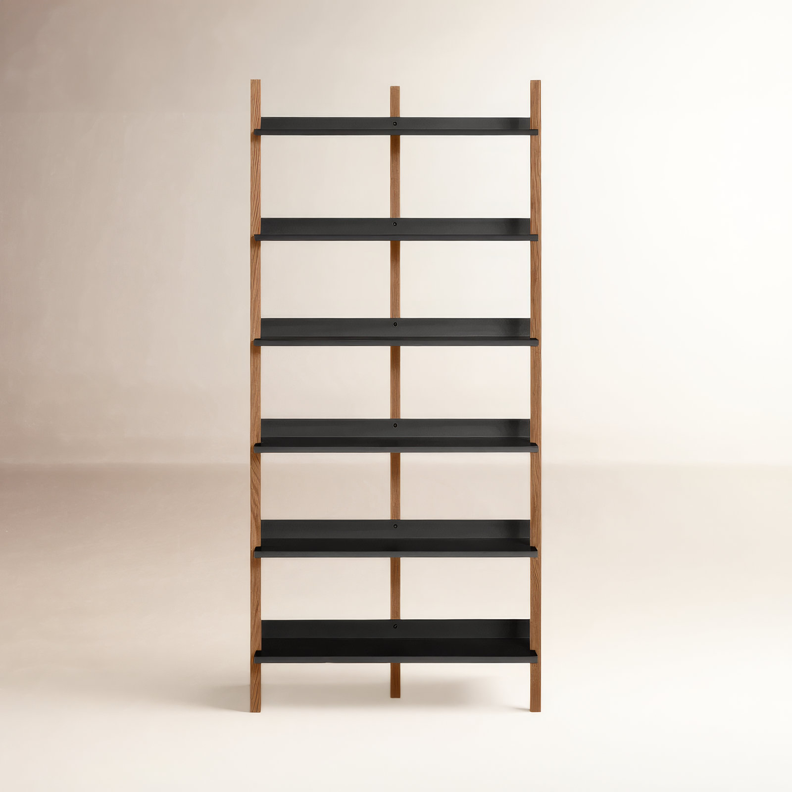 Browser Standard Bookcase, (6 Shelves) 82" H x 38" W x 17" D, Walnut/Oblivion