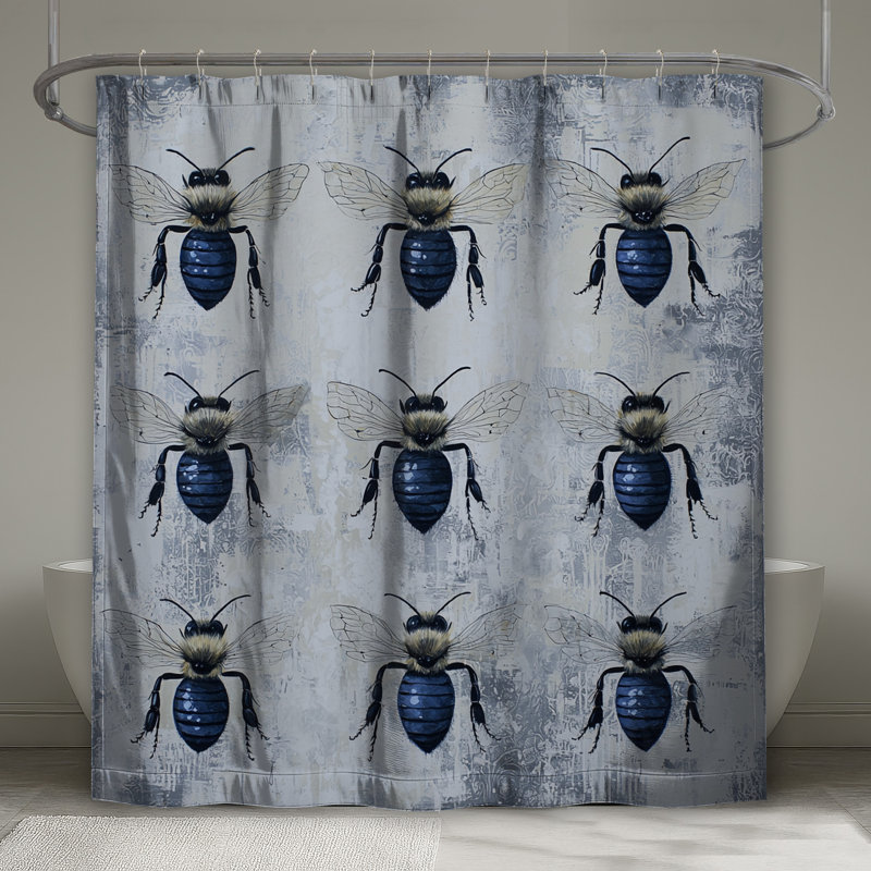 Rideaux de douche Blue Honey Bees, 70 po l x 72 po H