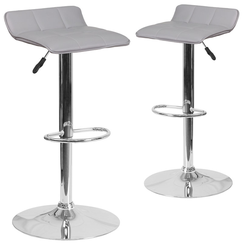 Tabouret de bar en vinyle avec hauteur ajustable Amp, Gris