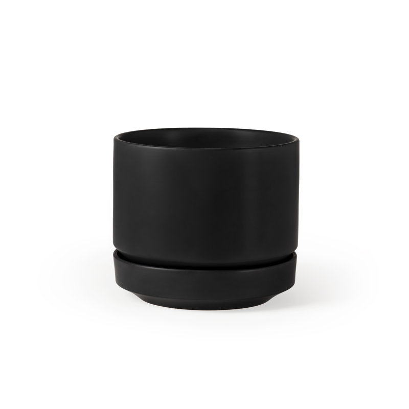 Pot à fleurs en céramique Byer, Noir, H 9,25 po x l 10,25 po x P 10,25 po