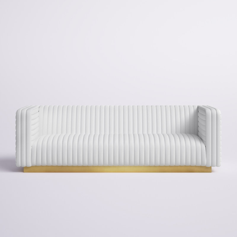 Charisma Channel Tufted Performance Velvet Living Room Sofa by Modway, White Velvet