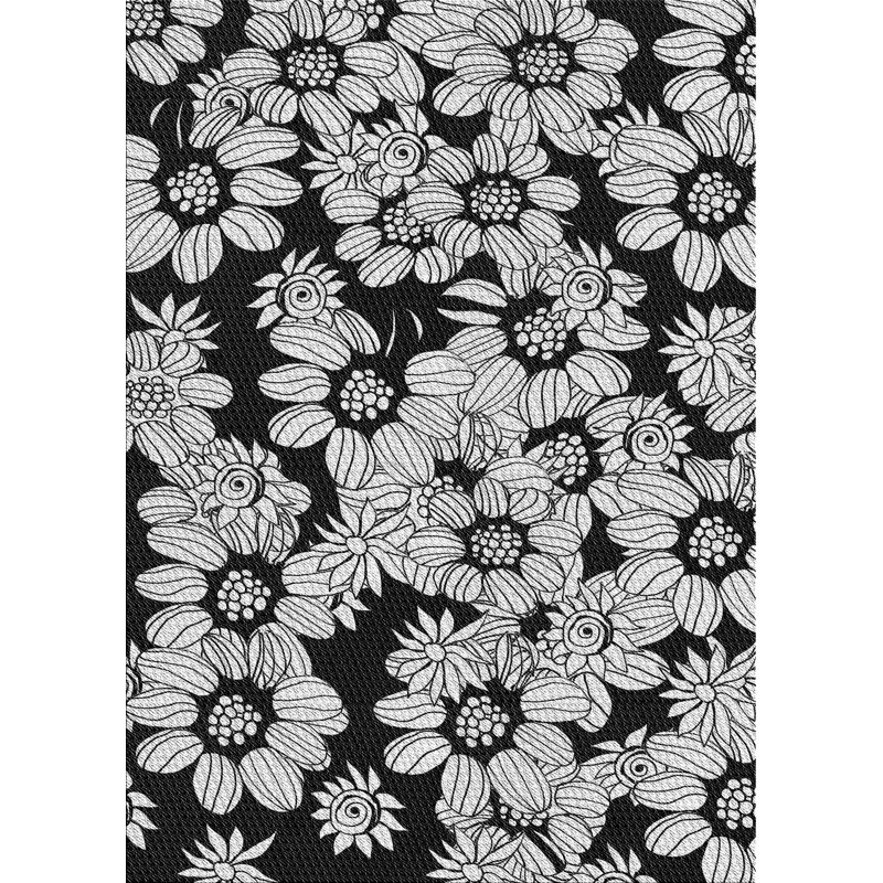 Tapis de zone noire en laine touffeté à la main Elmina