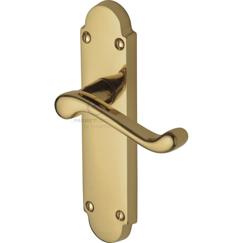 Heritage Brass Project Hardware Door Handle Lever Latch Milton Design, Polished Brass
