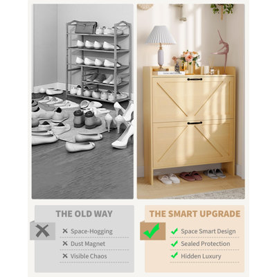 16 Pair Flip Down Shoe Storage