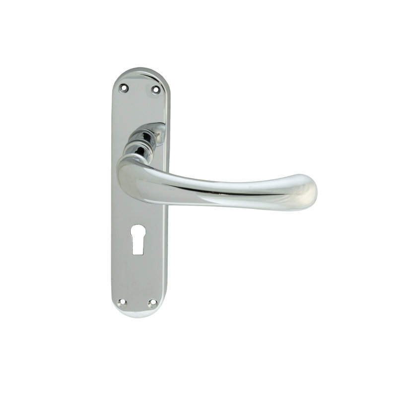 Ibra Lock Door Handle, Polished Chrome