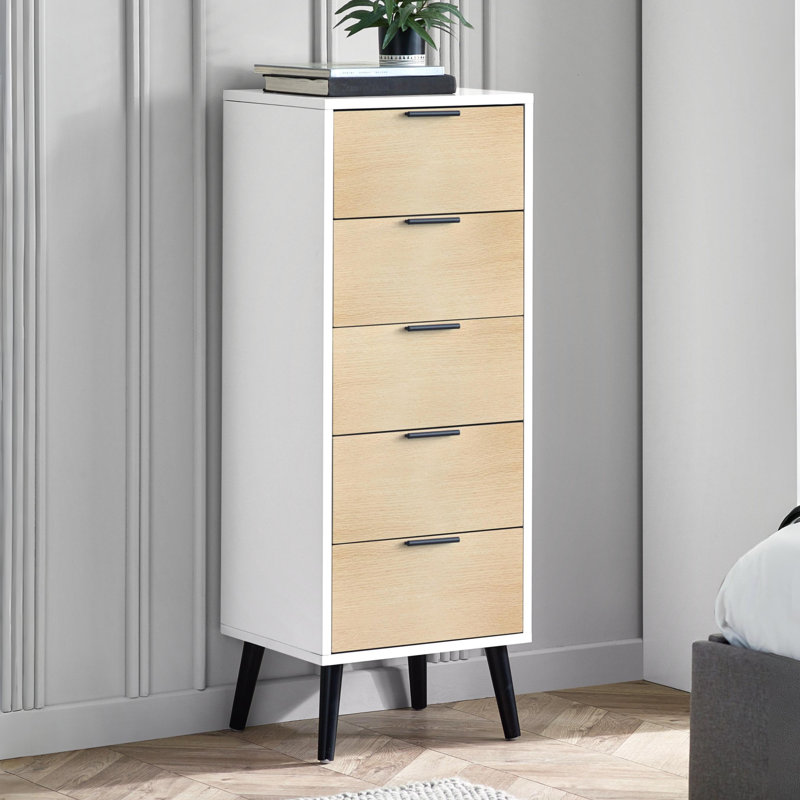 Mamani 45cm W 5 - Drawer Chest of Drawers,  White/Oak
