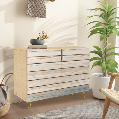 Sideboard Buffet Cabinet with Storage Beach Wood Textures Wooden Planks wood grain texture coastal with 2 Doors for Living Room and Kitchen by Dakota Fields