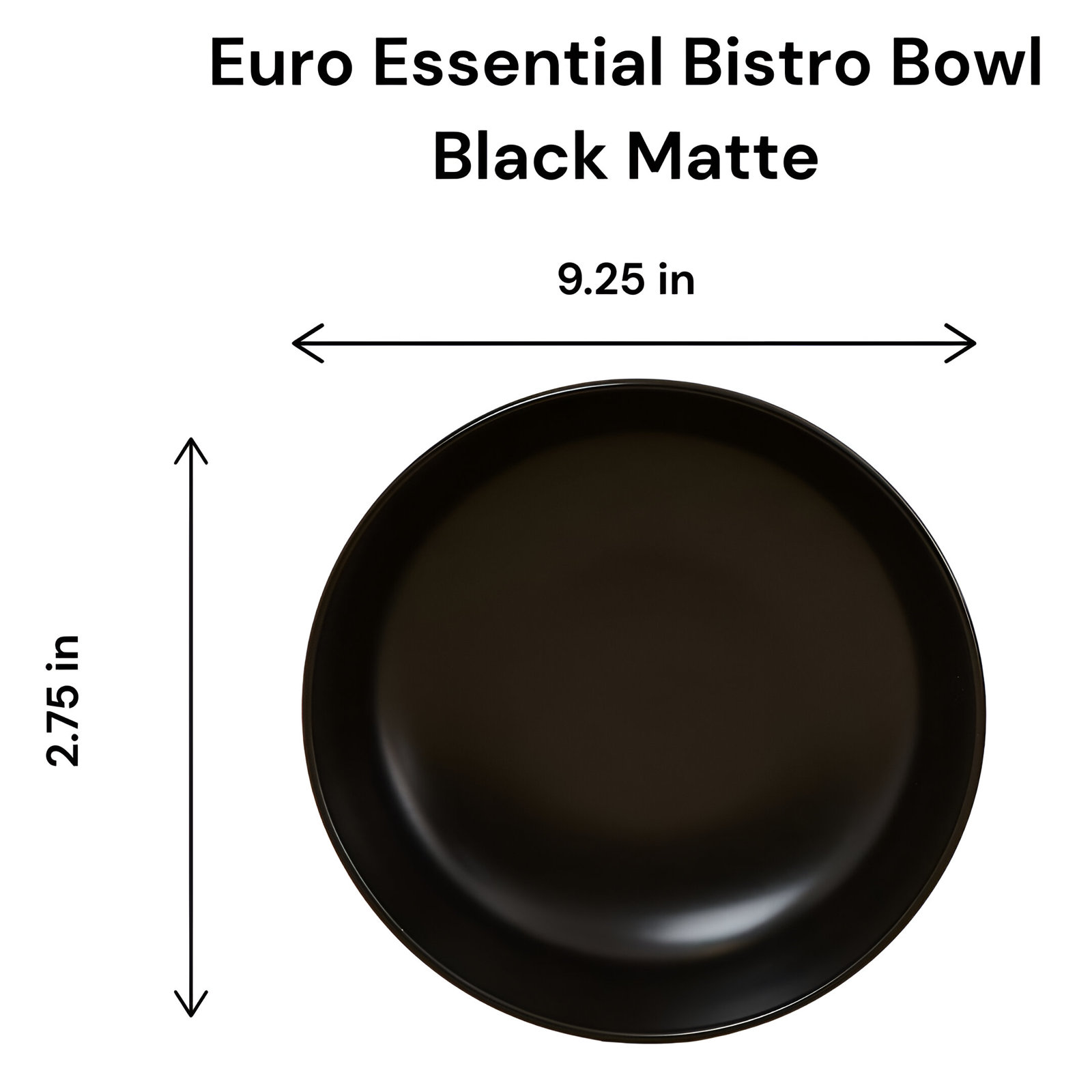 Euro Essential 9.25'' Bistro Bowl - (Set of Four), Black Semi Matte