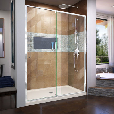 Flex Dreamline 60" x 74.75" Rectangle Pivot Shower Enclosure with Base Included