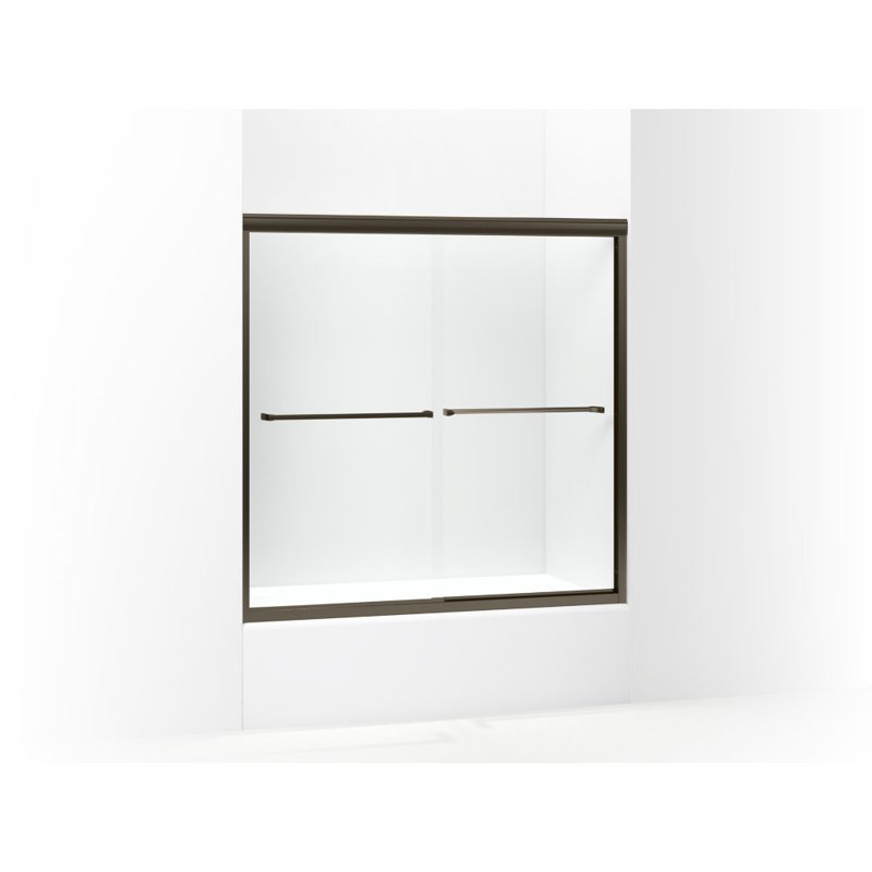 Finesse 54.63"-59.63" W x 58.06" H Bypass Frameless Shower Door with CleanCoat® Technology, Deep Bronze