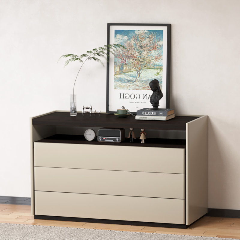 3-drawer Dressing Table With Open Storage Space, Suitable For Bedrooms, Living Rooms, And Hallways, Drawer Dressing Table Nightstand, Two-tone Finish