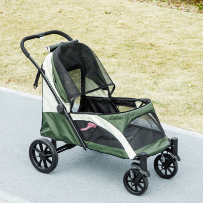 Pet Stroller Dog Stroller for Small to Large Cats, Dark Green