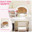AIYAPLAY Kids Dressing Table with Mirror and Stool Ages 3-8 Years White