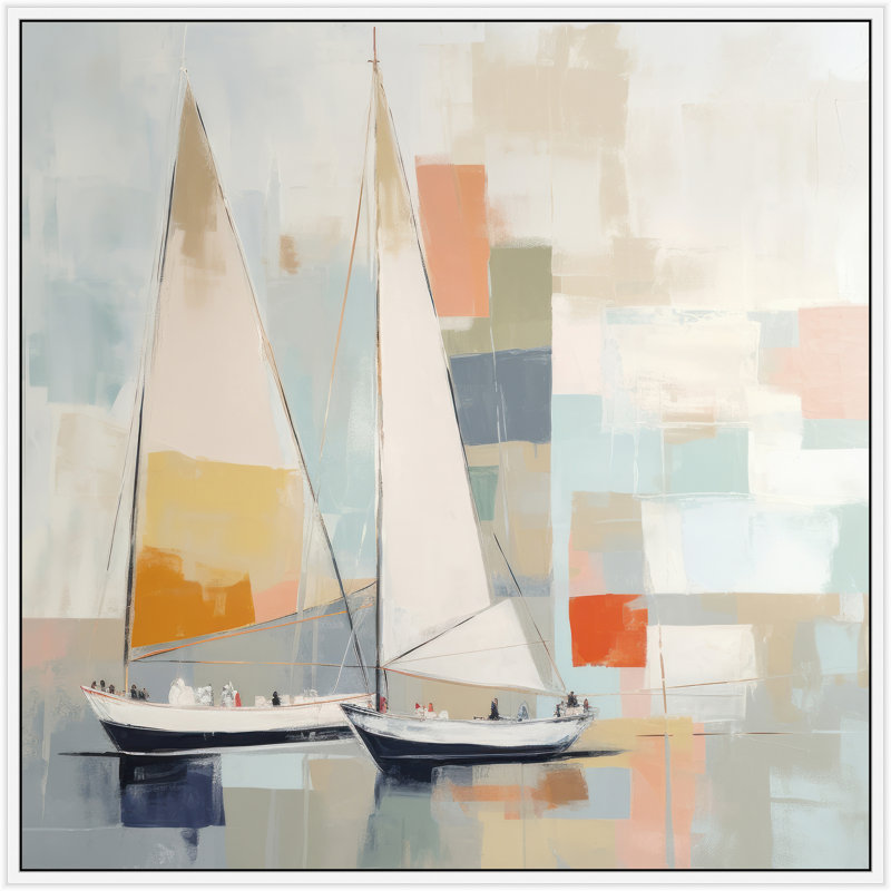 Pastel Regatta 2, H 38 po x l 38 po, Blanc