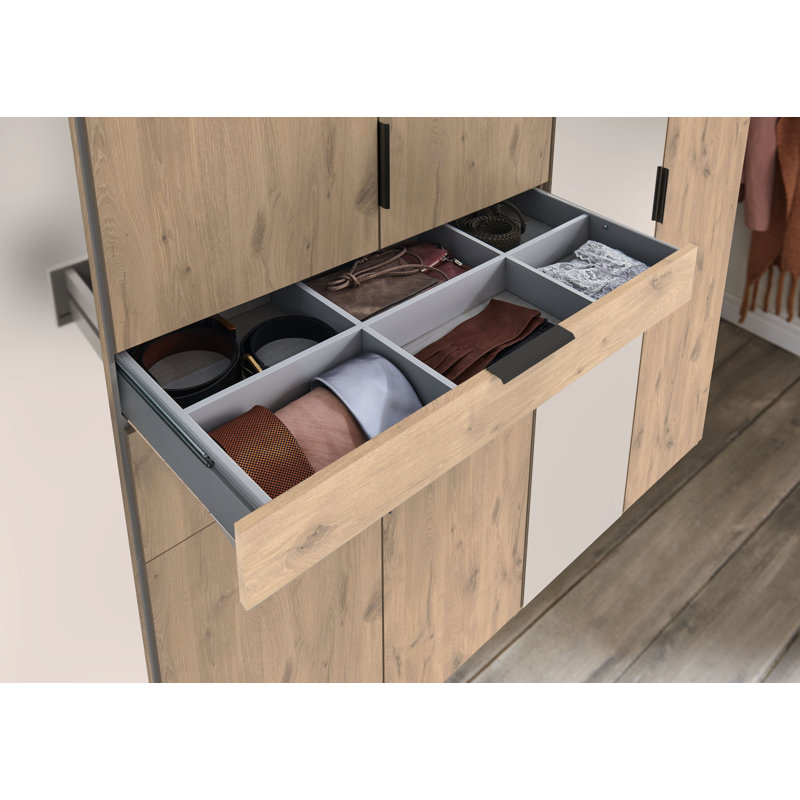 Qusai 8 Door Manufactured Wood Wardrobe, Oak wood
