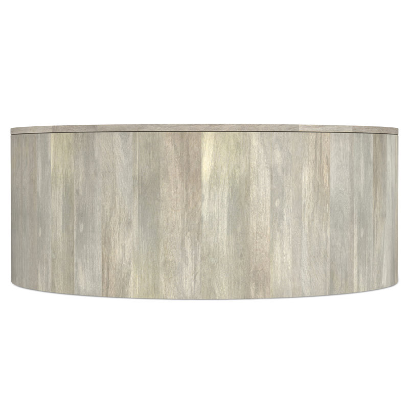Ardson Solid Mango Wood Drum Coffee Table in White Wash