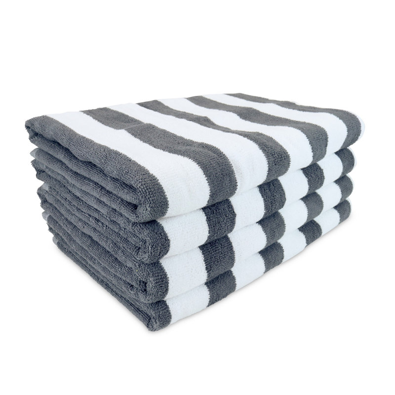 Arkwright Cali Cabana 100% Cotton 30x60 Beach Towel (Pack of 4), Gray