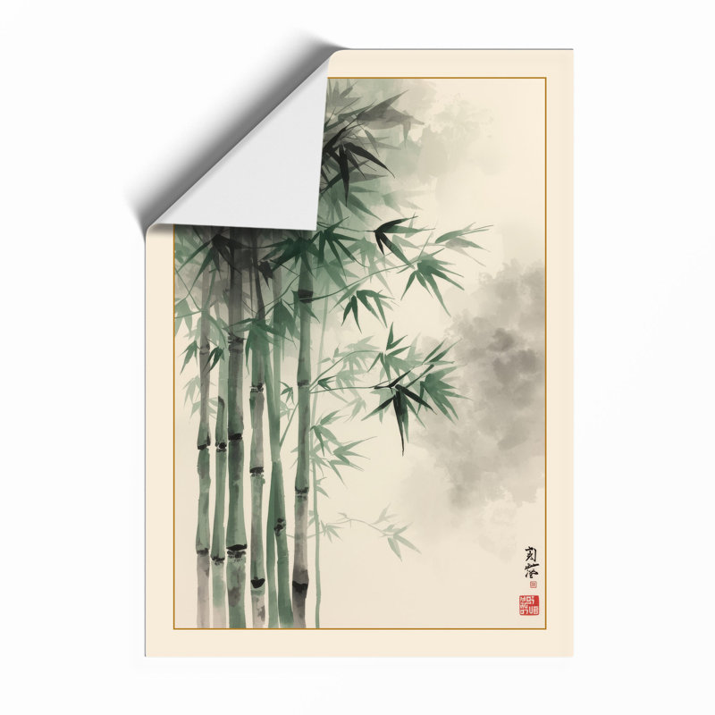 Bamboo in Mist Japandi - Framed Print, Unframed, A2 - 59.4 x 42.0 cm