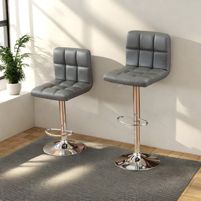 Bar Stools Modern PU Leather Height Adjustable Swivel Barstools Armless Footrest Set of 2 -  KINVOP, SZ7P4PXZ841XZ