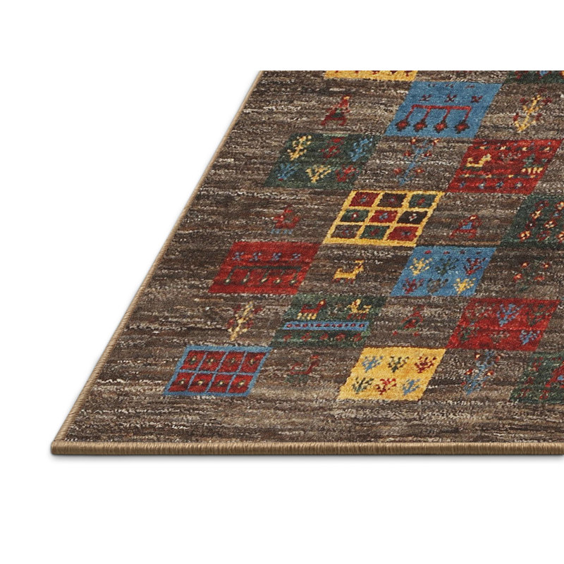 Tapis contemporain beige / brun / gris, Rectangle 5 pi x 7 pi