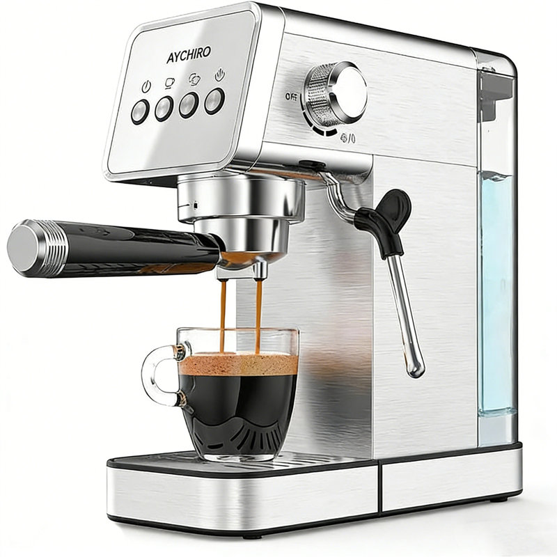 Espresso Machine With Steam Wand, 1350W Stainless Steel Compact Coffee Maker For Home Barista