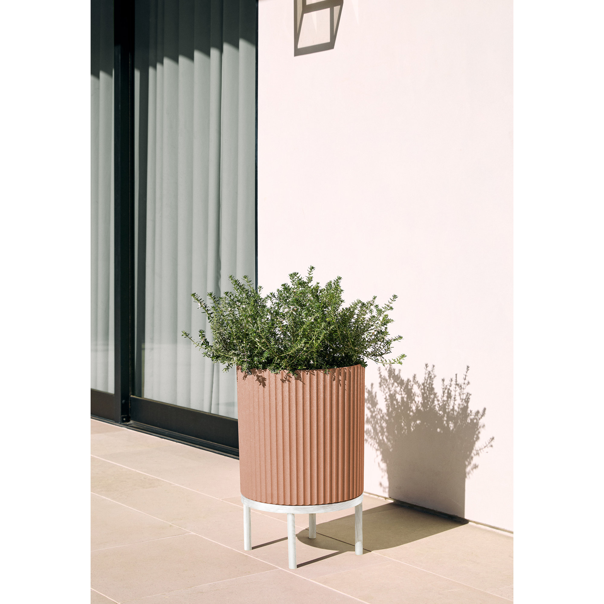 Demi Series Planter with Stand, Terracotta/White, 1, 22" H x 14.75" W x 14.75" D