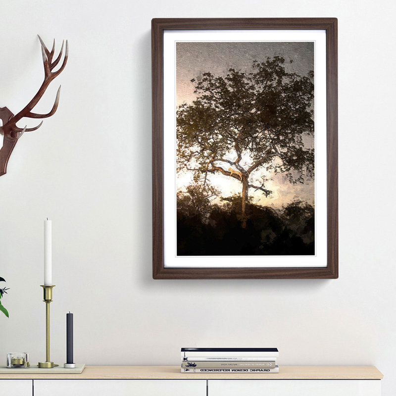 Leopard Siesta - Picture Frame Painting Print, Walnut Framed, 65cm H x 48cm W x 2cm D