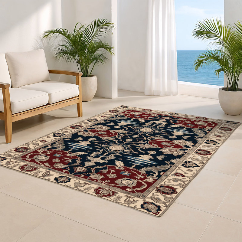 Tapis d'intérieur et d'extérieur noir Persian, Rectangulaire 8 pi x 10 pi