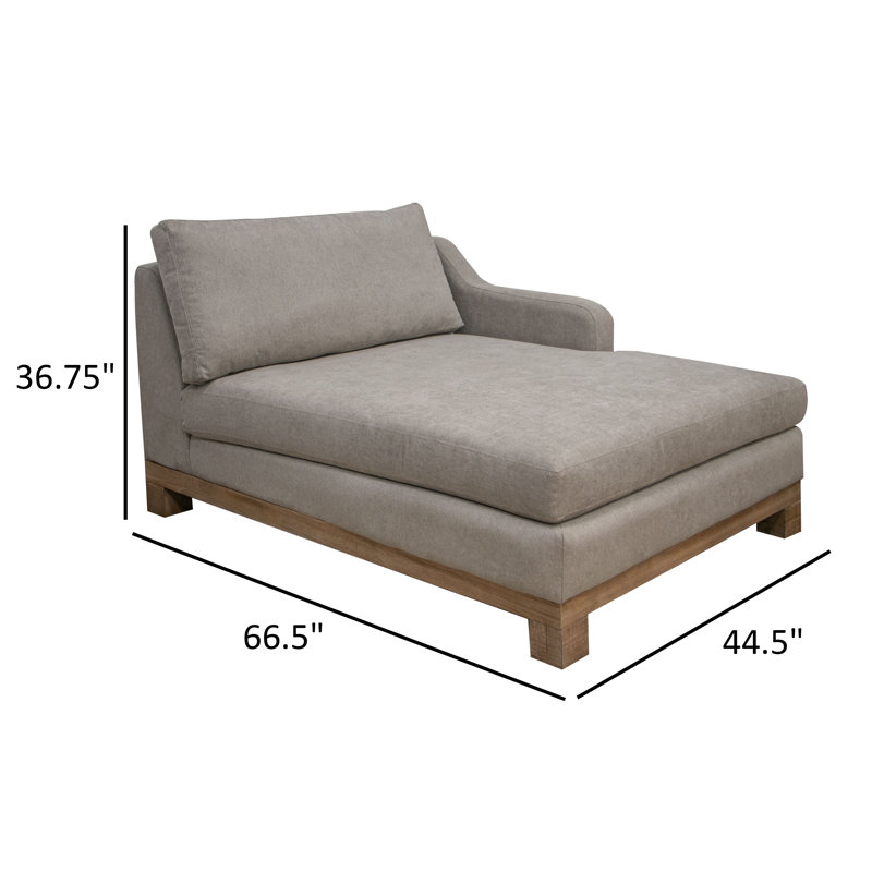 Chaise longue modulaire Sama RAF, coussin, 67 pouces, bois massif, polyester, Gris amande