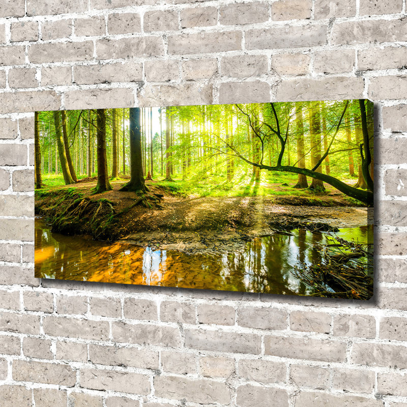 A Waterfall In The Forest - Wrapped Canvas Print, 70cm H x 140cm W x 2cm D, Canvas