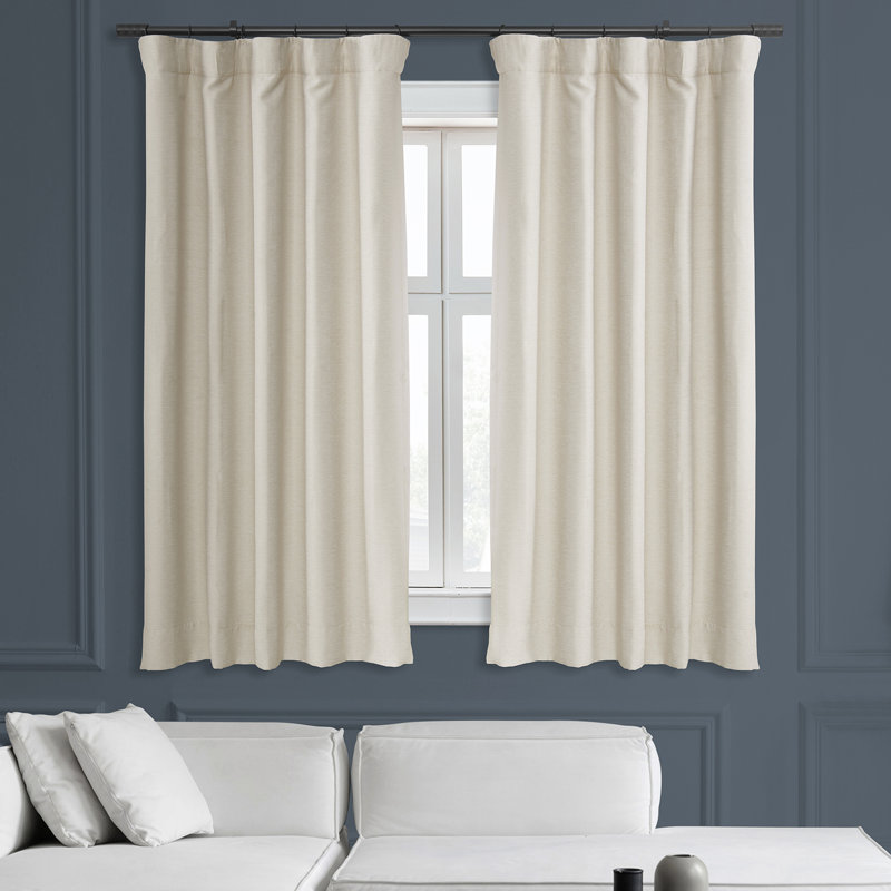 Rideaux obscurcissants en lin synthétique pour chambre et salon Bellino (1 panneau), Bleu golf, L 50 po x L 120 po