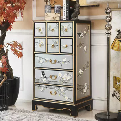 Commode d'appoint 9 tiroirs peinte à la main