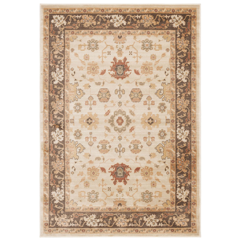 Oriental Area Rug in Cream/Brown, Rectangle 8' x 11'
