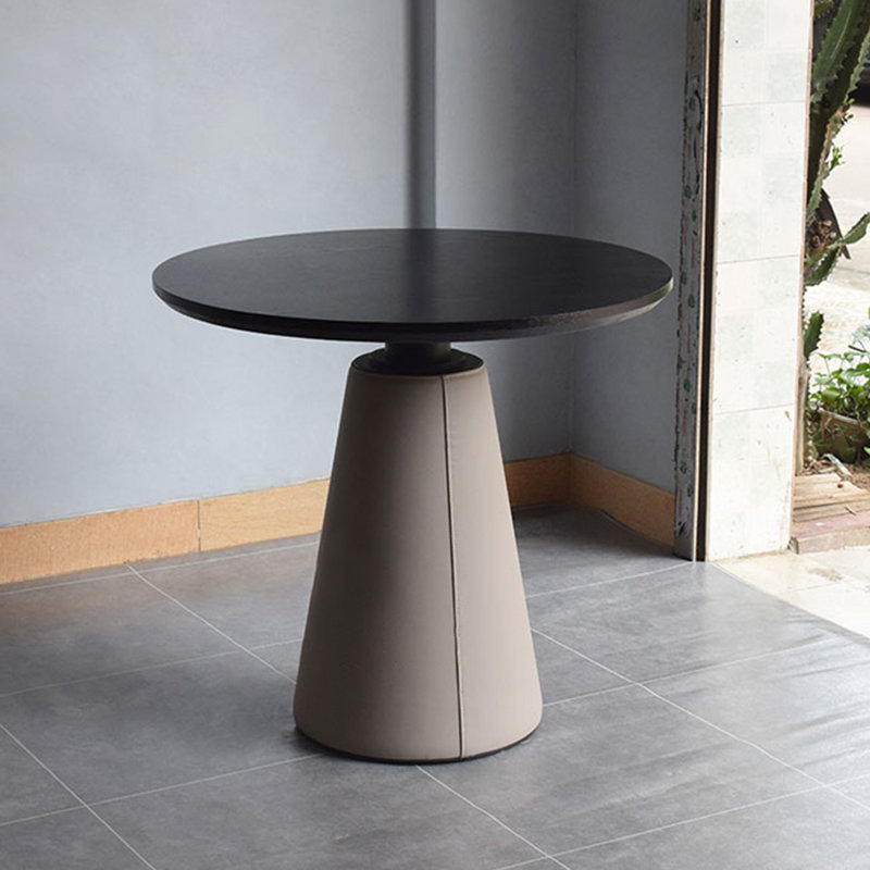 Table de salle à manger ronde noire en bois massif, Noir