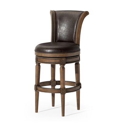 Maven Lane Pullman Stool with Faux Leather Upholstery