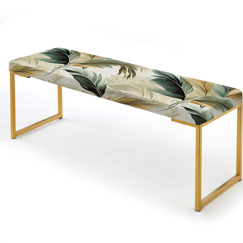 Banc rembourré or, Tranquil Retreat Tropical Pattern
