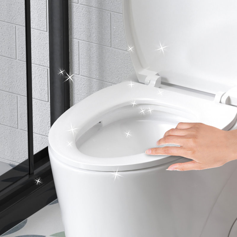 Toilette de salle de bain en céramique blanche lustrée, siège à double chasse 1,1 / 1,6, siège à fermeture en douceur, salle de bain, céramique à chasse d'eau conforme, finition, cuve allongée,