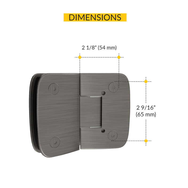  Charnière de porte de douche ajustable à fixation sur verre Valencia Series Nickel brossé 135 degrés, Nickel brossé