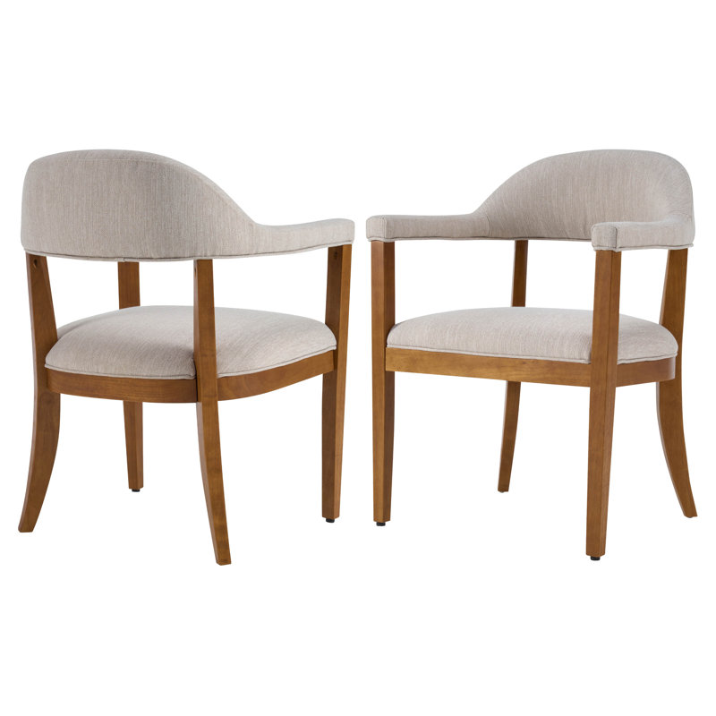 Chaises de salle à manger rembourrées avec pieds en bois d'hévéa Bennett, Coussin beige / structure en noyer
