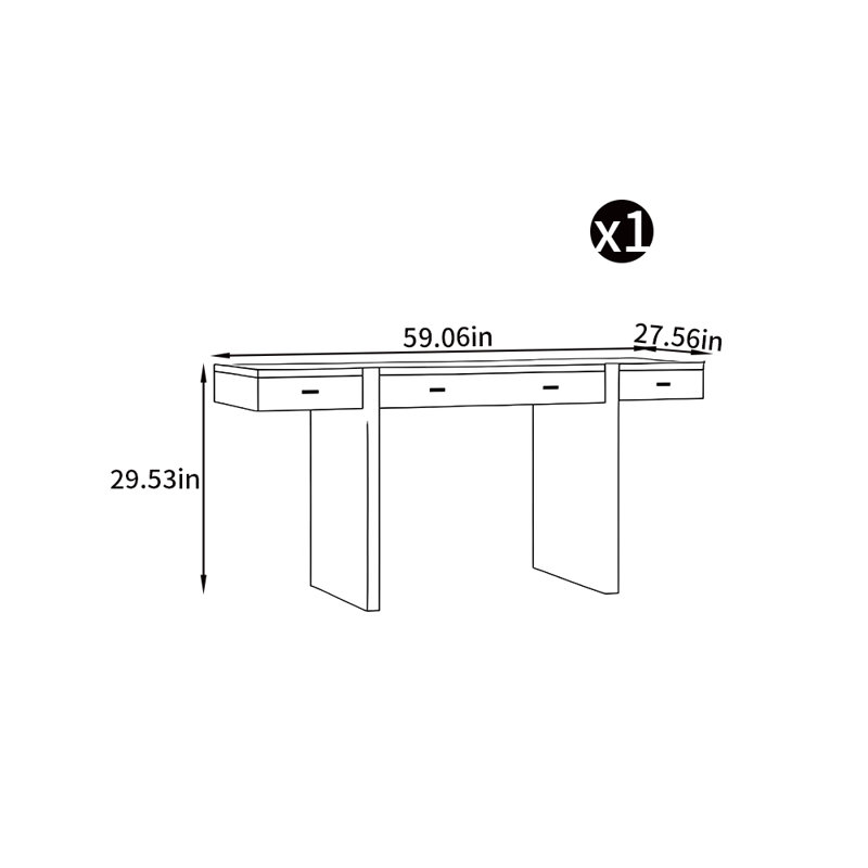 Modern minimalist style desk, Black, 29.53" H x 59.06" W x 27.56" D