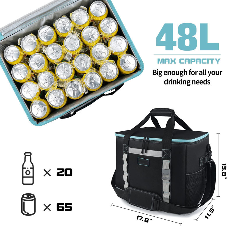 Luch 48L Picnic Tote Bag Cooler, Black