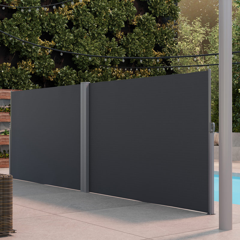 Auvent rétractable double côté, écran d'intimité extérieur, Gris anthracite
