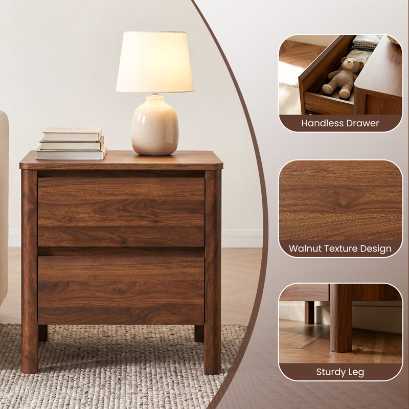 19.7"W 2-Drawer Nightstand