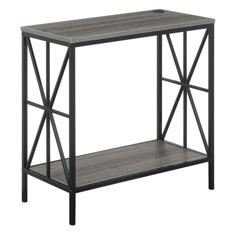 Table de bout avec rangement Jaiseon, Plateau gris patiné / structure noire