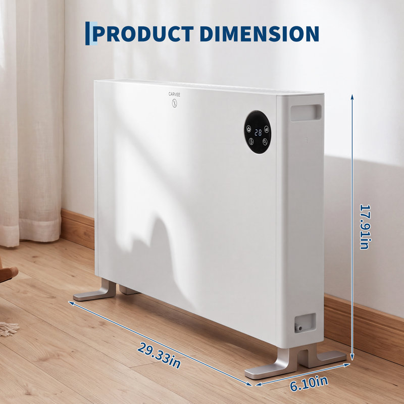 Chaufferette à convection intérieure compacte 1500W avec thermostat réglable et protection contre le basculement - Finition moderne