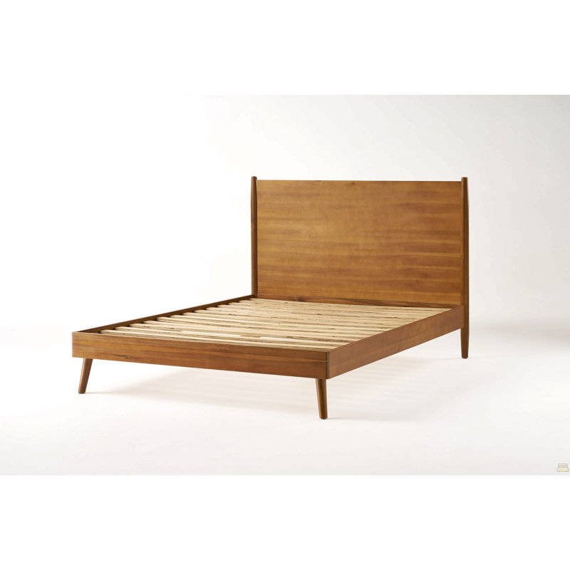Lit plateforme en bois massif (lit double), Double, Naturel