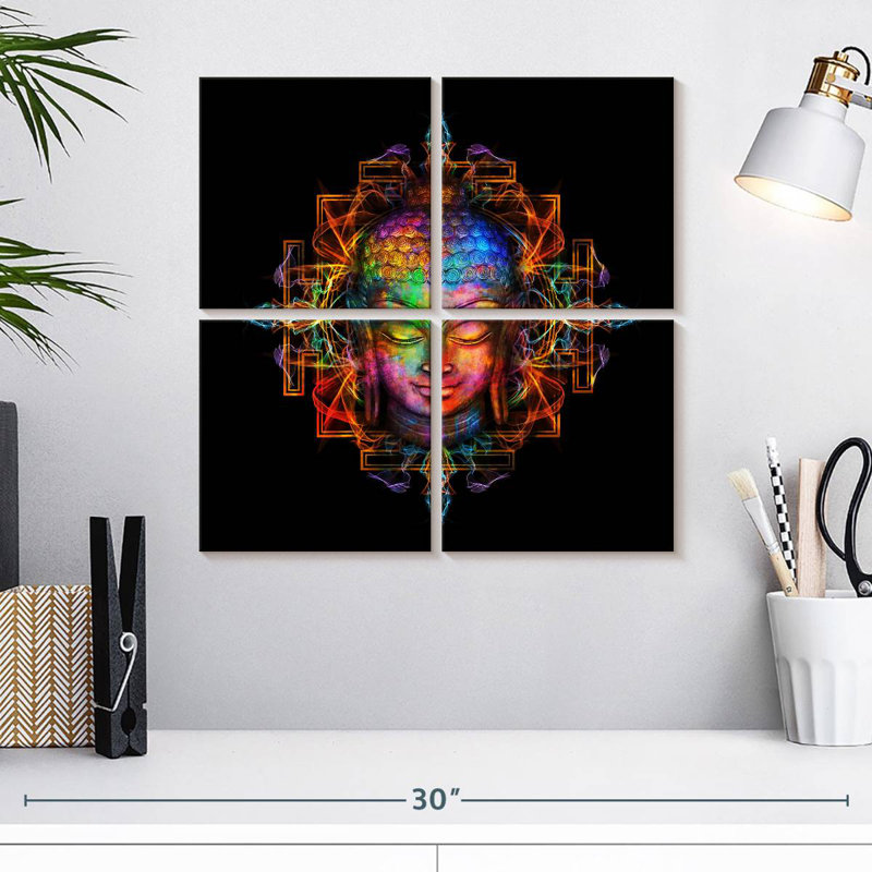 Bouddha géométrique coloré Leisha, H 18 po x l 18 po