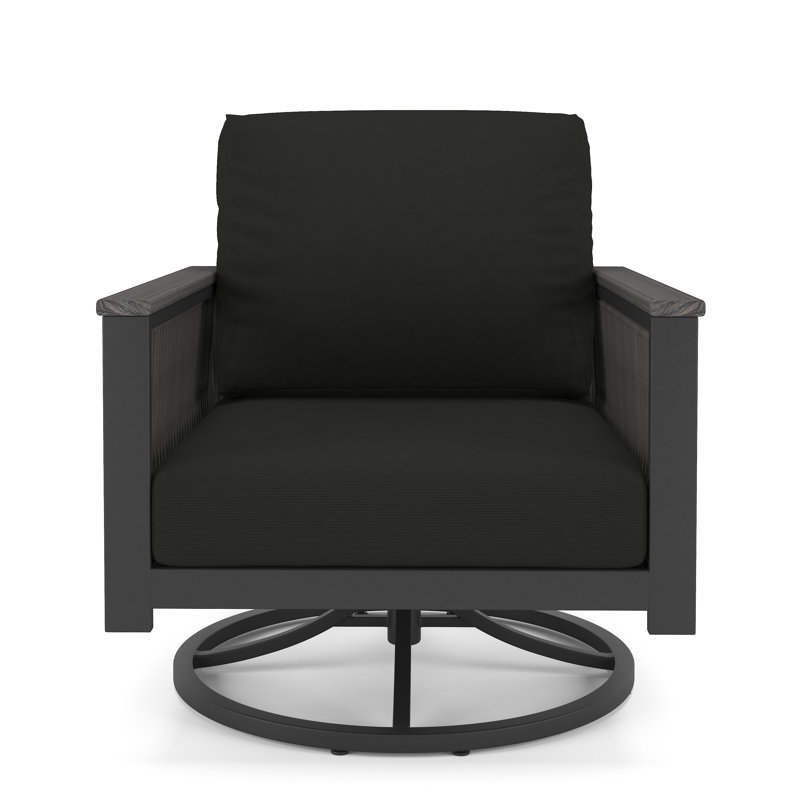 Chaise berçante d'extérieur avec coussin Sunbrella Townsend, Toile Sunbrella® noir