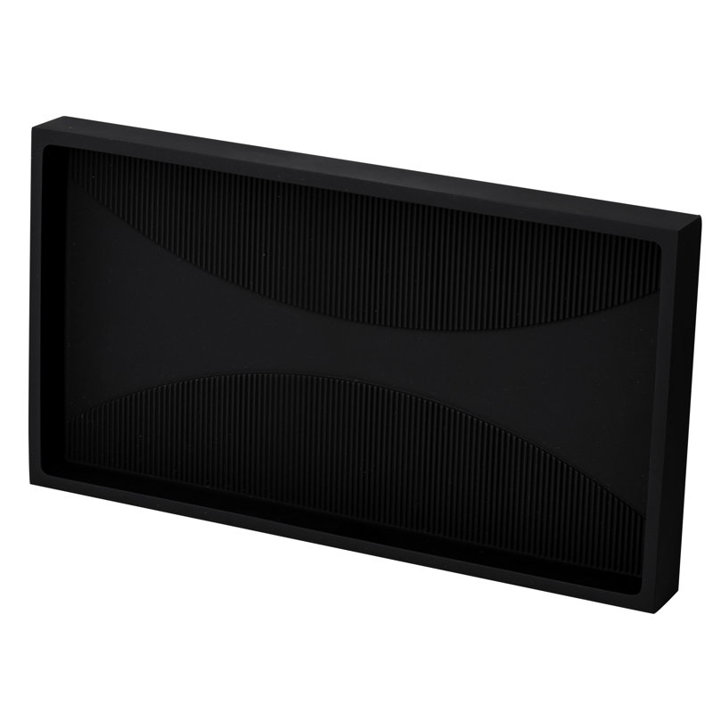 Rectangulaire, 25 po x 14 po x 2,5 cm en polyrésine, motif de crêtes moderne, plateau de comptoir en noir doux