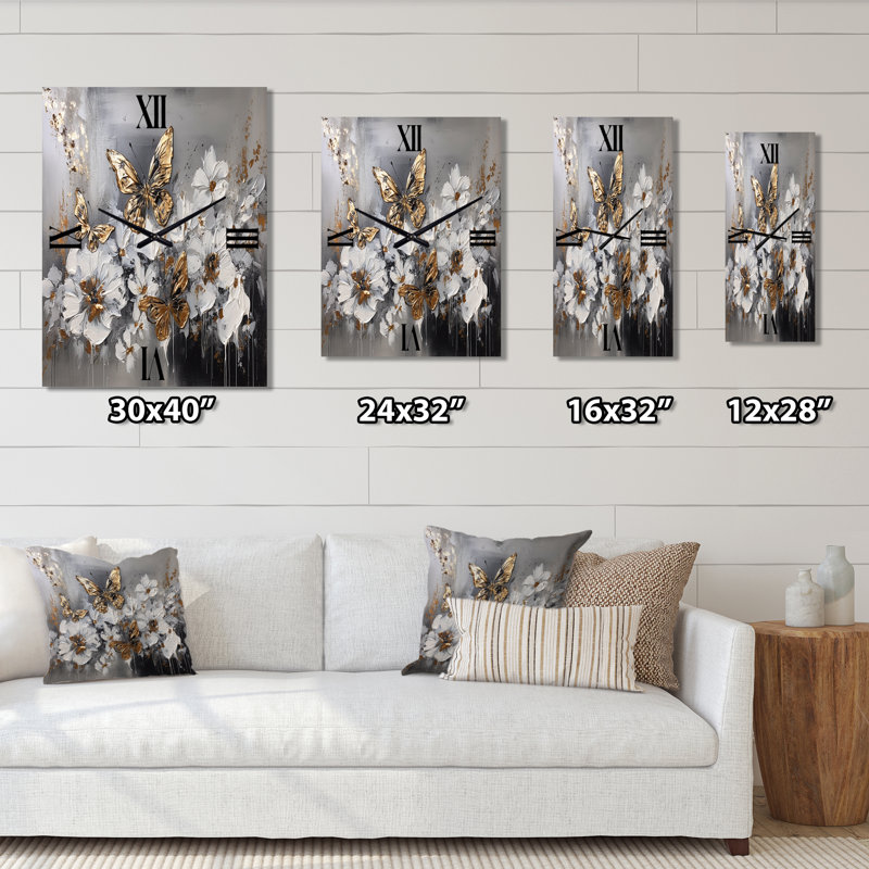 Ippazia - Horloges murales florales, H 28 po x l 12 po